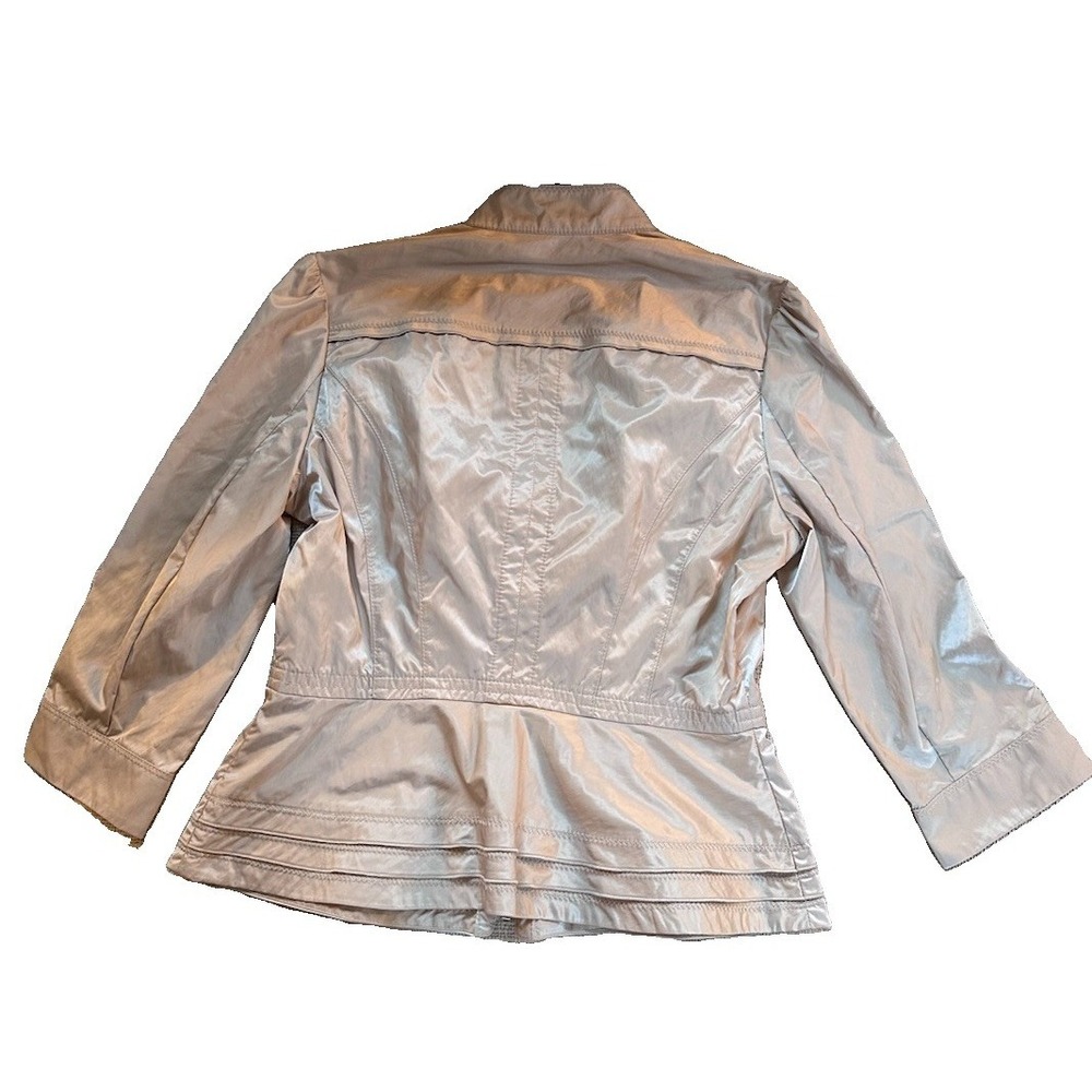 White House Black Market Military Jacket Womens 2 Beige Peplum - Picture 5 of 10